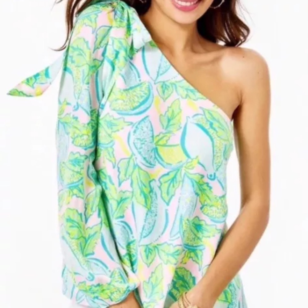 Lilly Pulitzer Avena One‎ Shoulder Popover Top Size 6 Urchin Pink New $138